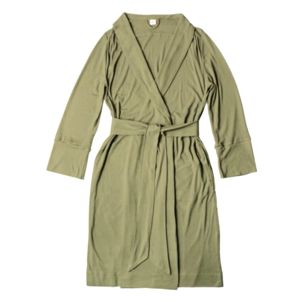 GOUMI Artichoke Green Viscose Bamboo Bathrobe Size XS/S NEW - Picture 2 of 6